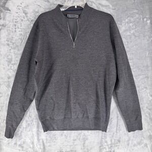 GFORE Mens Quarter Zip Sweater Charcoal Gray Wool Blend Golf Size M